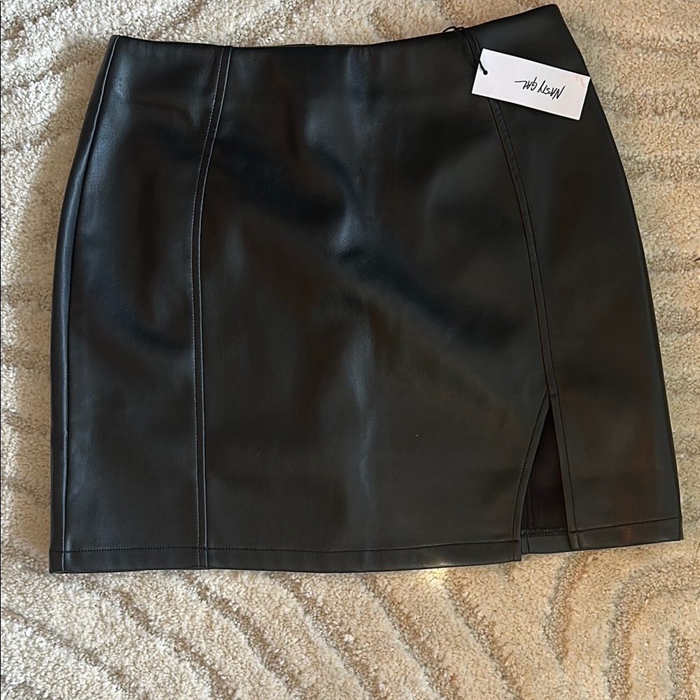 NWT Nasty Gal Black Faux Leather Skirt